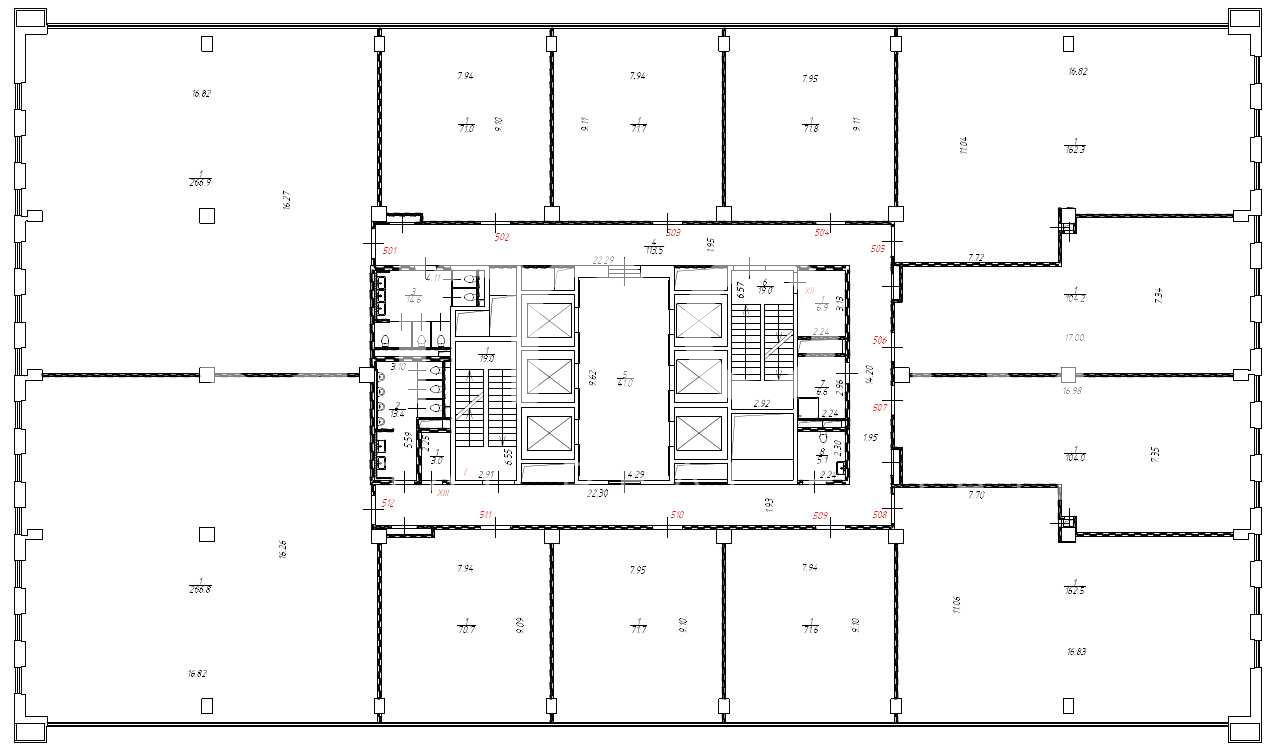 Планировка офиса 70.7-1170.4 м², 5 этаж, Бизнес-парк «Останкино»