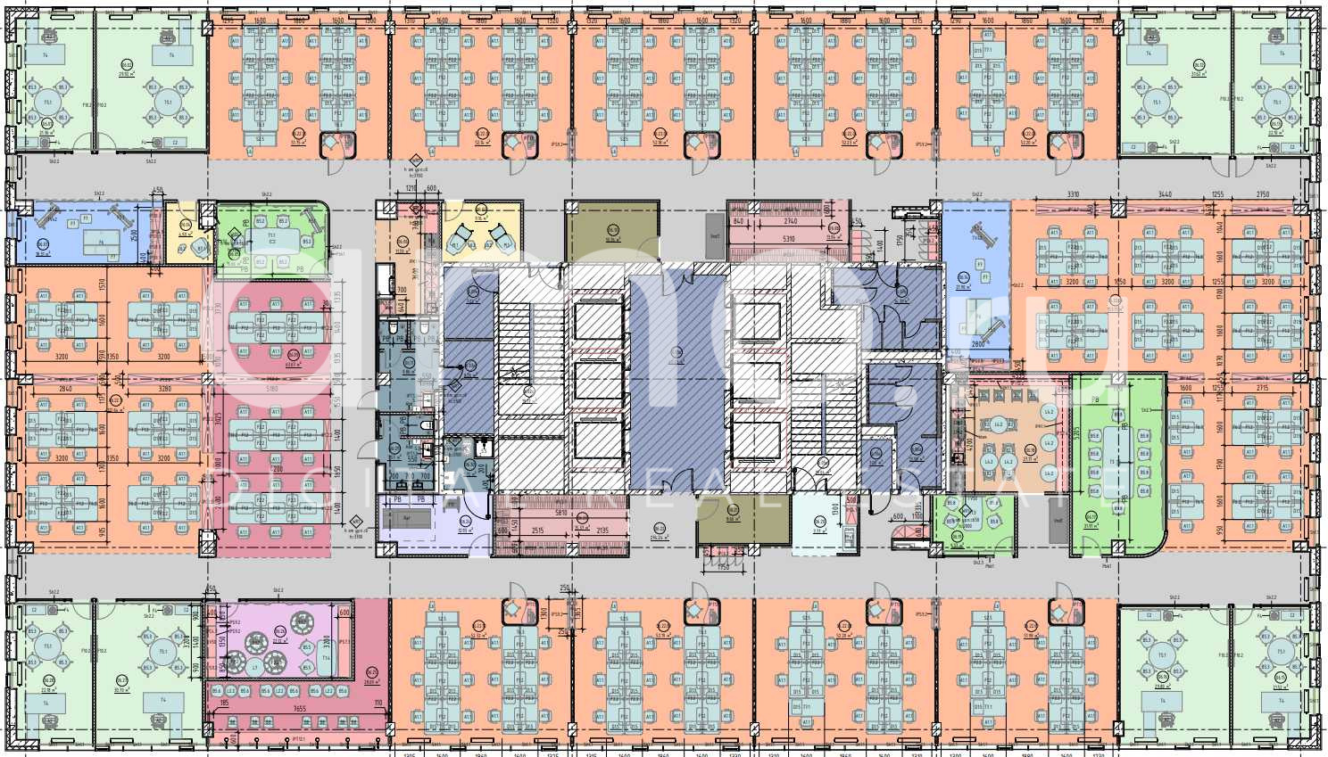 Планировка офиса 1810 м², 6 этаж, Бизнес-парк «Останкино»